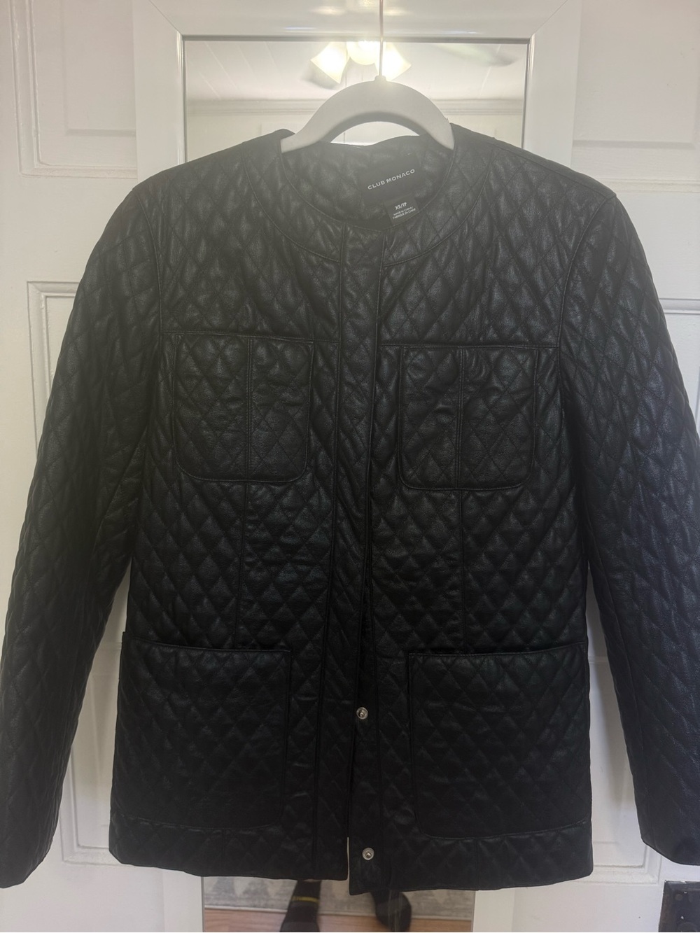 Club Monaco Black Quilted Leather-Look Jacket